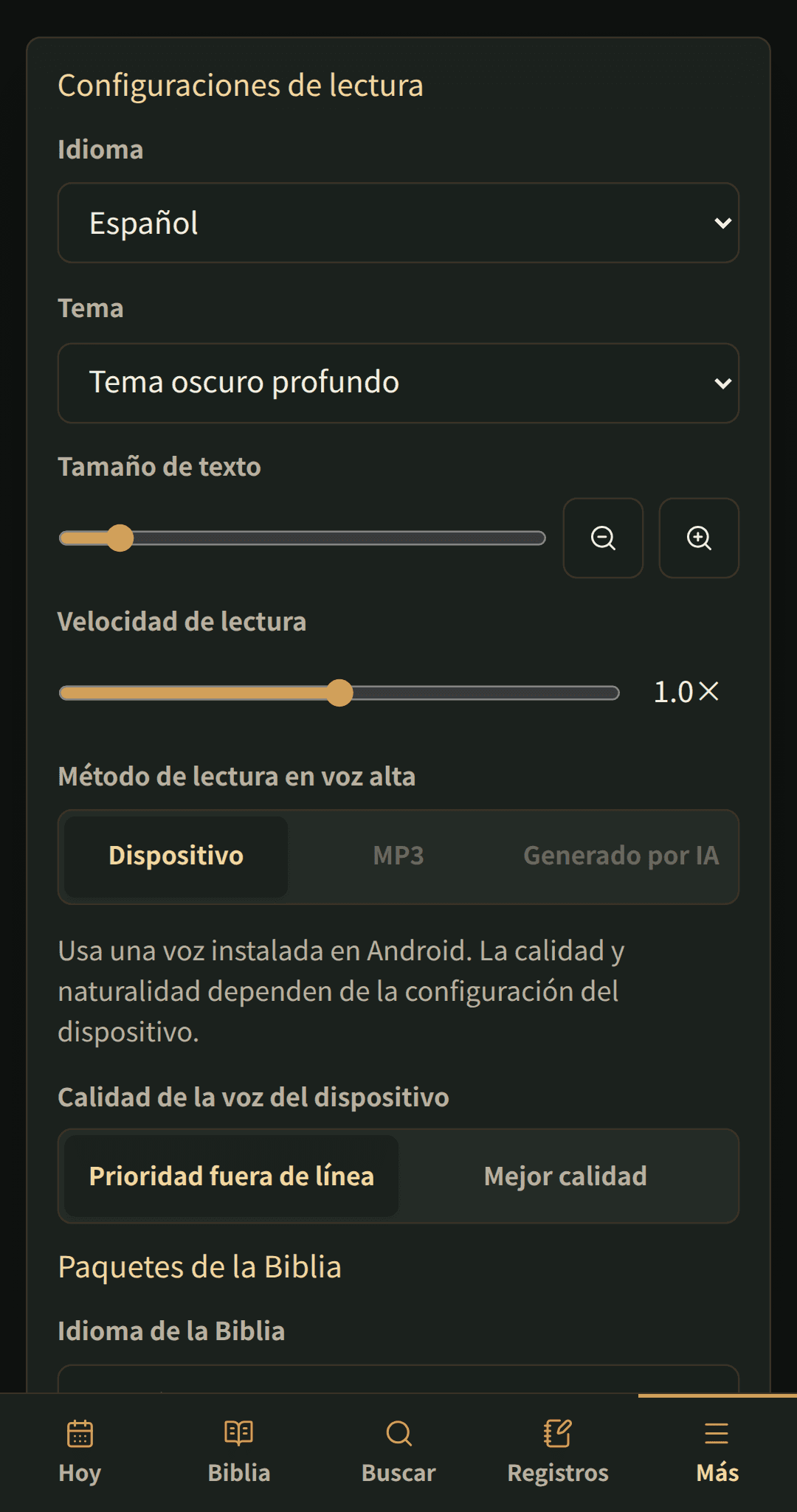 Velocidad de lectura · Dispositivo