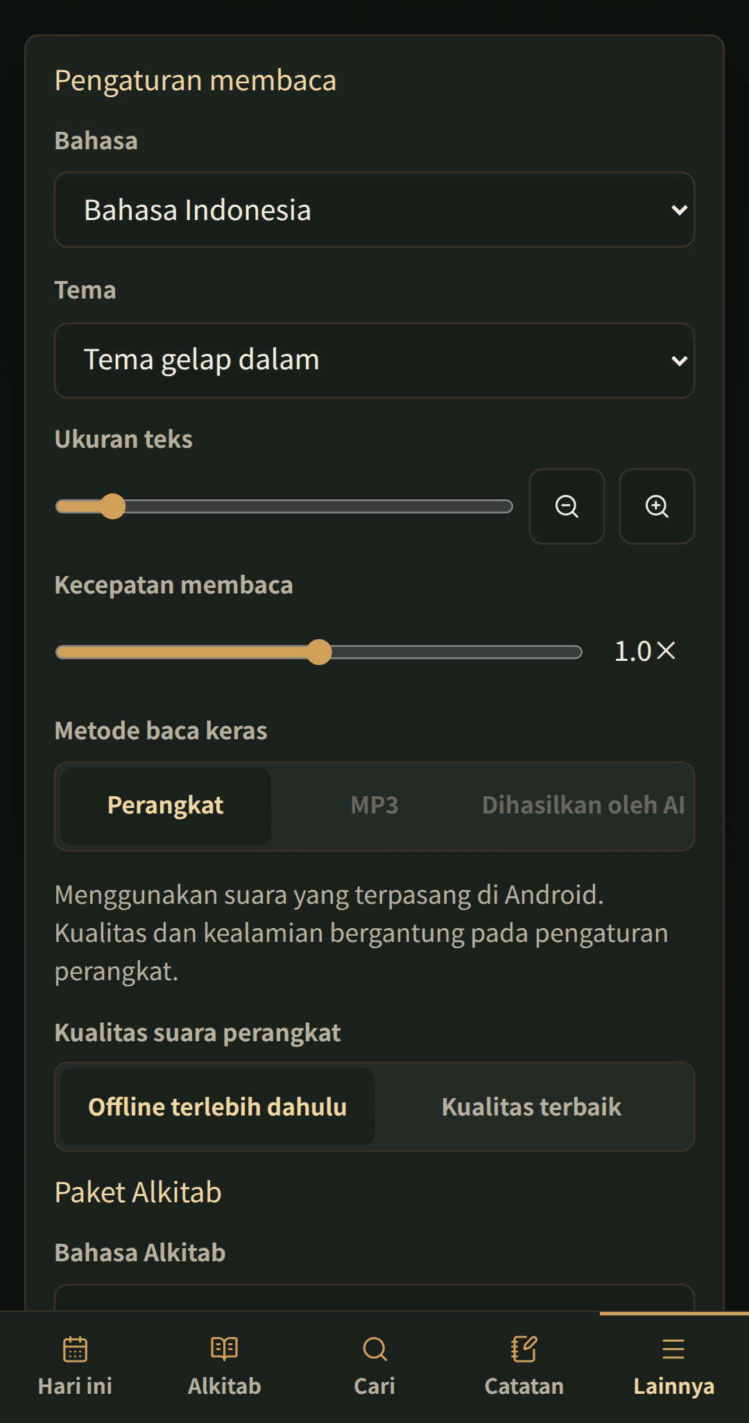 Kecepatan membaca · Perangkat